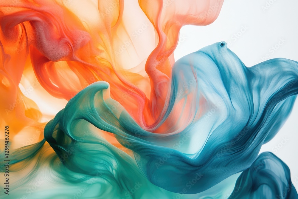 Aufkleber abstract art showcasing swirling teal and orange hues, creating a dynamic and flowing visual composi