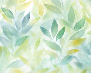 Leafy pattern for digital paper, wall art, and fabric design, with yellow and green leaves background