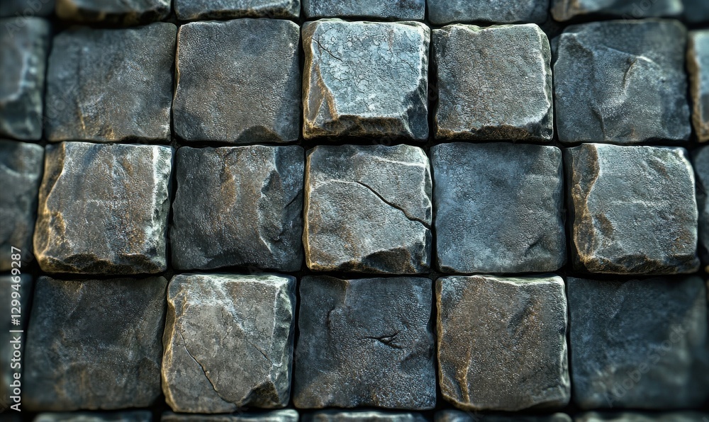 Poster the texture of the square stone walls is neatly arranged