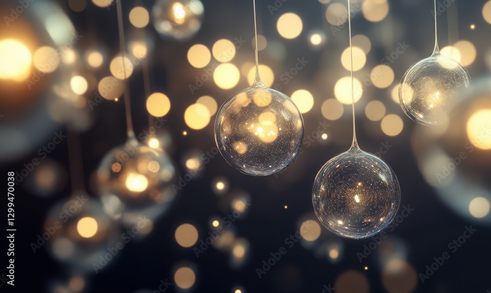 Poster soft glowing orbs of light suspended in a dark background, creating a dreamy and abstract compositio
