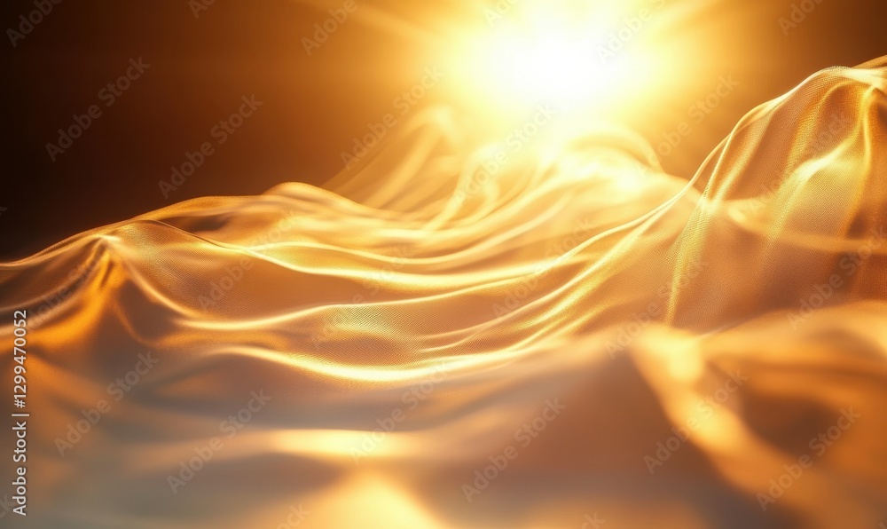 Poster soft glowing light trails in warm colors, creating a calm and peaceful atmosphere in a digital space