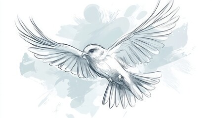 Obraz premium Elegant sketch of a bird in flight, embodying freedom and serenity in art