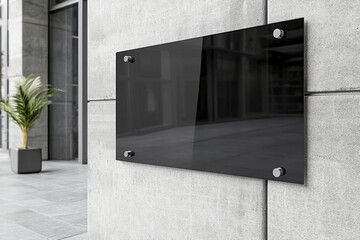 door nameplate: Blank black glass signplate, door sign