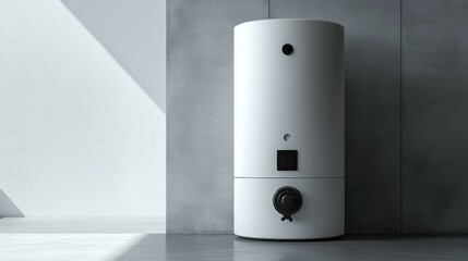 Contemporary minimalist boiler with digital interface in modern boiler room