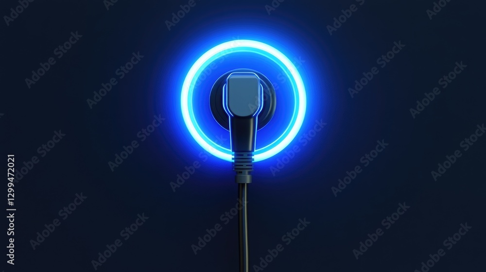 Poster a power plug and socket forming a lightning bolt shape, symbolizing energy efficiency and connectivi