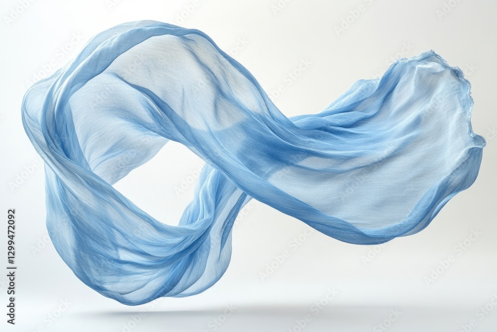 Aufkleber light blue fabric gracefully flowing in the air, creating a dynamic and elegant swirl.