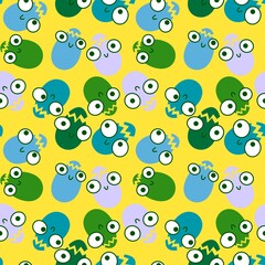 Easter cartoon eggs seamless spring pattern for wrapping paper and fabrics