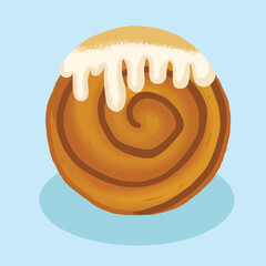 a croissant with milk saus and powdered biscoff