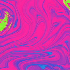 Obraz premium Energetic neon pink, purple, and yellow psychedelic fluid swirl abstract background with bold colors and dynamic movement