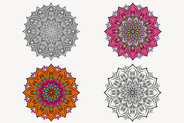 Intricate Hand-Drawn Mandala Illustration with Symmetrical Patterns 