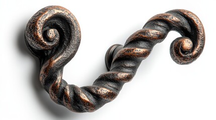 Obraz premium Forged wrought iron wall hook with twisted decorative design for farmhouse style