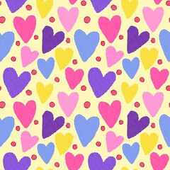 Valentine hearts seamless 14 February love pattern for wrapping paper