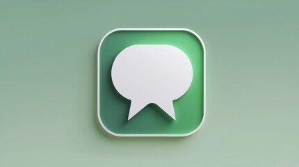Naklejka premium Chat Bubble Icon on Green Background: Modern Communication Symbol for Apps and Websites