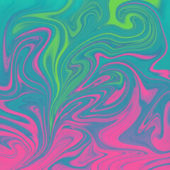 Obraz premium Bold turquoise, pink, and green psychedelic swirl abstract painting with fluid motion, vibrant neon colors, and trippy aesthetic