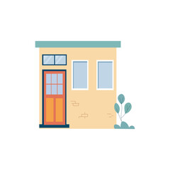 Cute Cartoon Illustration of a Small, Simple Building
