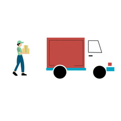 Delivery Person Carrying Packages to Delivery Truck