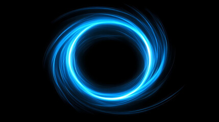Fototapeta premium Abstract blue energy vortex with glowing light in dark space. Energy - Fire. Illustration