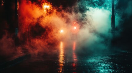 Fototapeta premium Smoky Night Street Scene