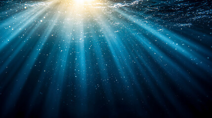 Sunlight streaming through the ocean depths, illuminating the underwater world with rays of light.