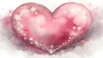 Fototapeta premium Soft watercolor illustration of a heart with gentle pastel colors and a dreamy background