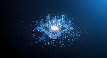 quantum computing processor abstract qubits and circuits futuristic technology science innovation