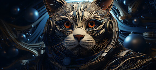 paper quilling cat astronaut, ai generative