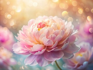 Delicate Peony Petals Bokeh Double Exposure Soft Floral Background Stock Photo