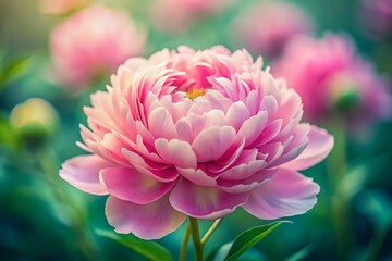 Delicate Pink Peony Close-Up: Tilt-Shift Miniature Flower Photography