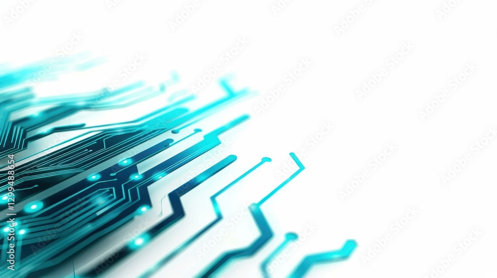Poster explore a modern abstract design featuring a blue circuit pattern on a clean white backdrop, perfect