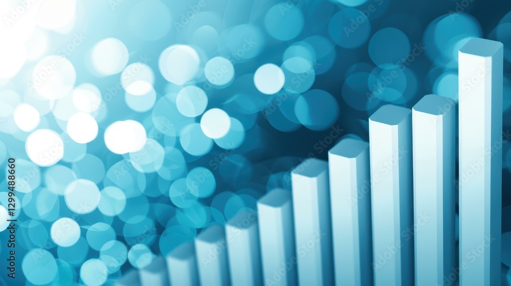 Poster abstract blue and white graph lines symbolize data analytics, providing a clean backdrop for financi