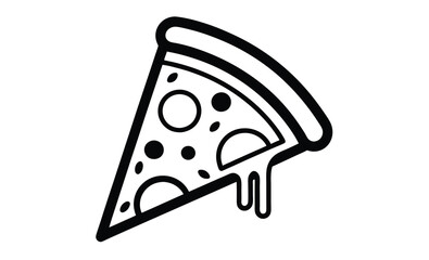 Pizza slice silhouette, melted cheese icon, black vector illustration