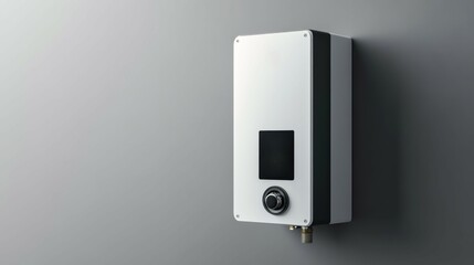 Sleek tankless water heater with touchscreen in professional studio setting