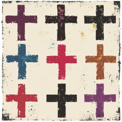 Obraz premium Diverse Collection of Iconic Crosses in Religious Art Featuring Timeless Old Rugged and Modern Silhouette Designs Celebrating Christian Faith