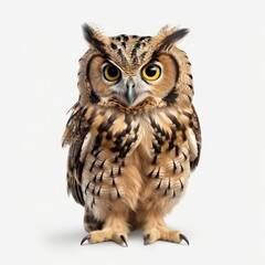 Naklejka premium A captivating diecut of an owl, gracefully perched, isolated against a white backdrop for striking visuals.