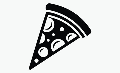 Pizza slice silhouette, melted cheese icon, black vector illustration