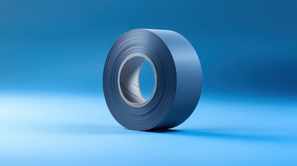Grey duct tape roll angled to show texture and matte finish on a bright background