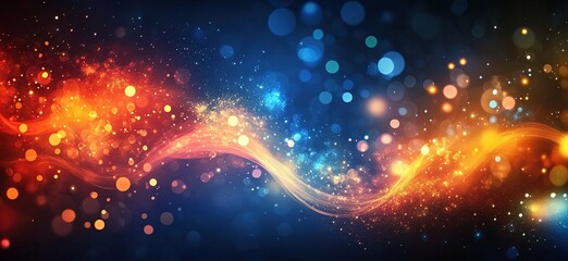 Fototapeta premium Abstract Dynamic Energy Background with Blue and Orange Glowing Particles