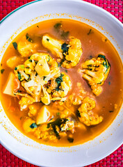 Cauliflower, Basil, Potatoes, Cilantro soup