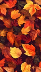 Fototapeta premium Colorful scattered autumn leaves create a beautiful decorative pattern background