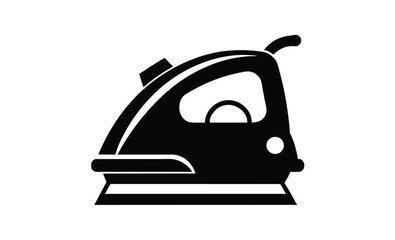 Steam iron silhouette, household appliance icon, black vector illustration