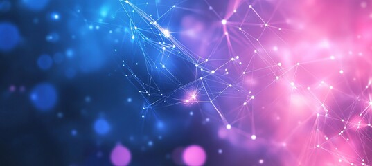 Fototapeta premium Abstract Network Background with Glowing Blue and Pink Particles
