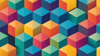 Vibrant geometric cubes in a kaleidoscopic pattern a colorful abstract design for modern backgrounds and visual projects