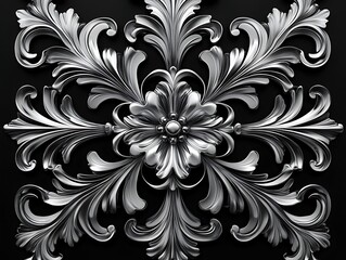 Silver Ornate Floral Panel