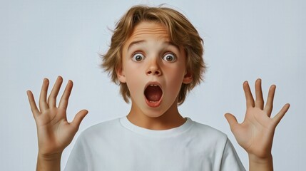 Generative AI, Surprised Child Portrait in High-Key Photography