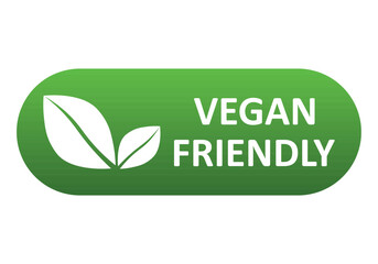 Vegan friendly vector icon. Organic, bio, eco symbol. Vegan, no meat, lactose free, healthy, fresh and nonviolent food. Green vector illustration with leaves for stickers, labels,print, web and logos.
