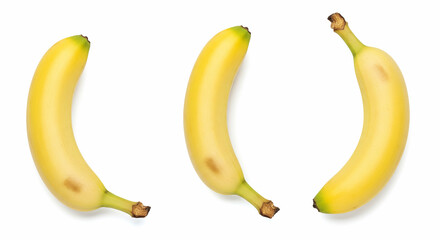 Conjunto de pl&aacute;tanos amarillos en c&aacute;scara desde diferentes &aacute;ngulos sobre fondo blanco para proyectos de dise&ntilde;o