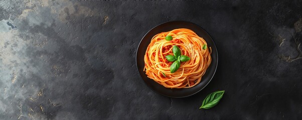 Classic Italian pasta dish with fresh basil, rustic and flavorful meal for authentic Italian restaurant menus and food blogs