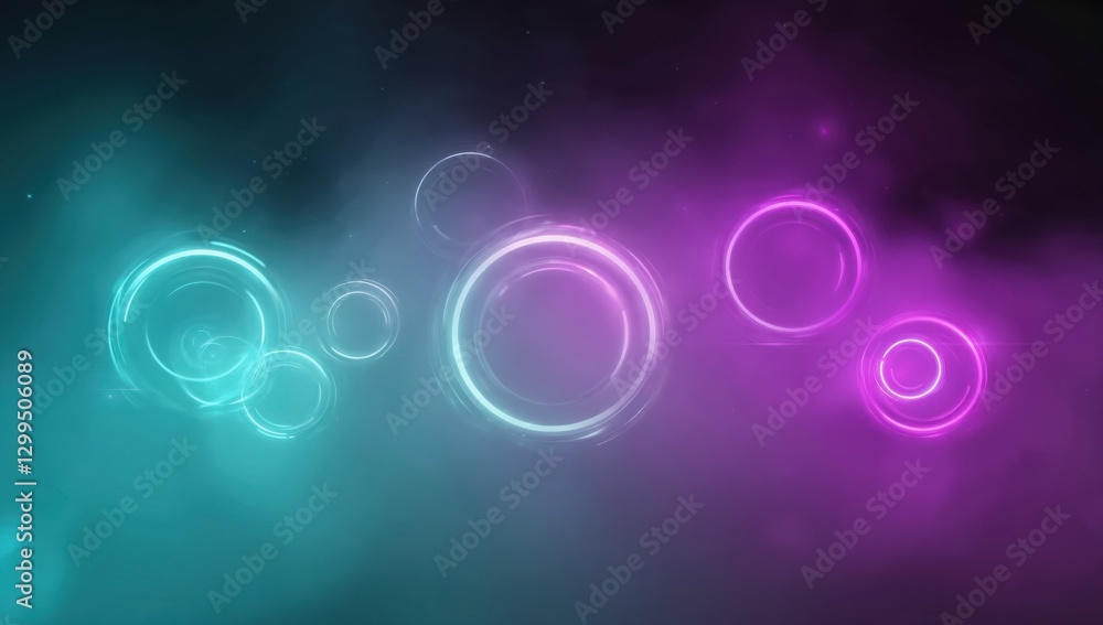 Poster dynamic colorful bubbles floating abstract digital dark background