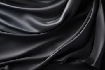Obraz premium Luxurious black silk fabric with elegant folds, ideal for fashion or design projects