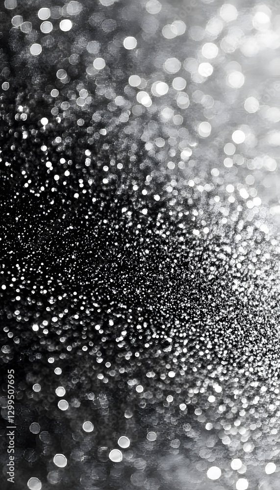 Poster a gradient of abstract bokeh sparkles in black and white